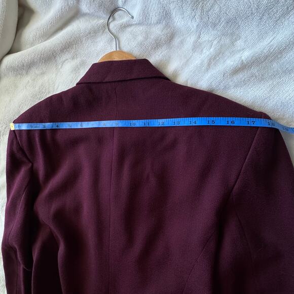 Jones New York Metro Merlot Wine Colored Long Wool Winter Coat Women's Size 12 - Picture 6 of 16